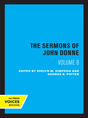 cover image of The Sermons of John Donne, Volume VIII